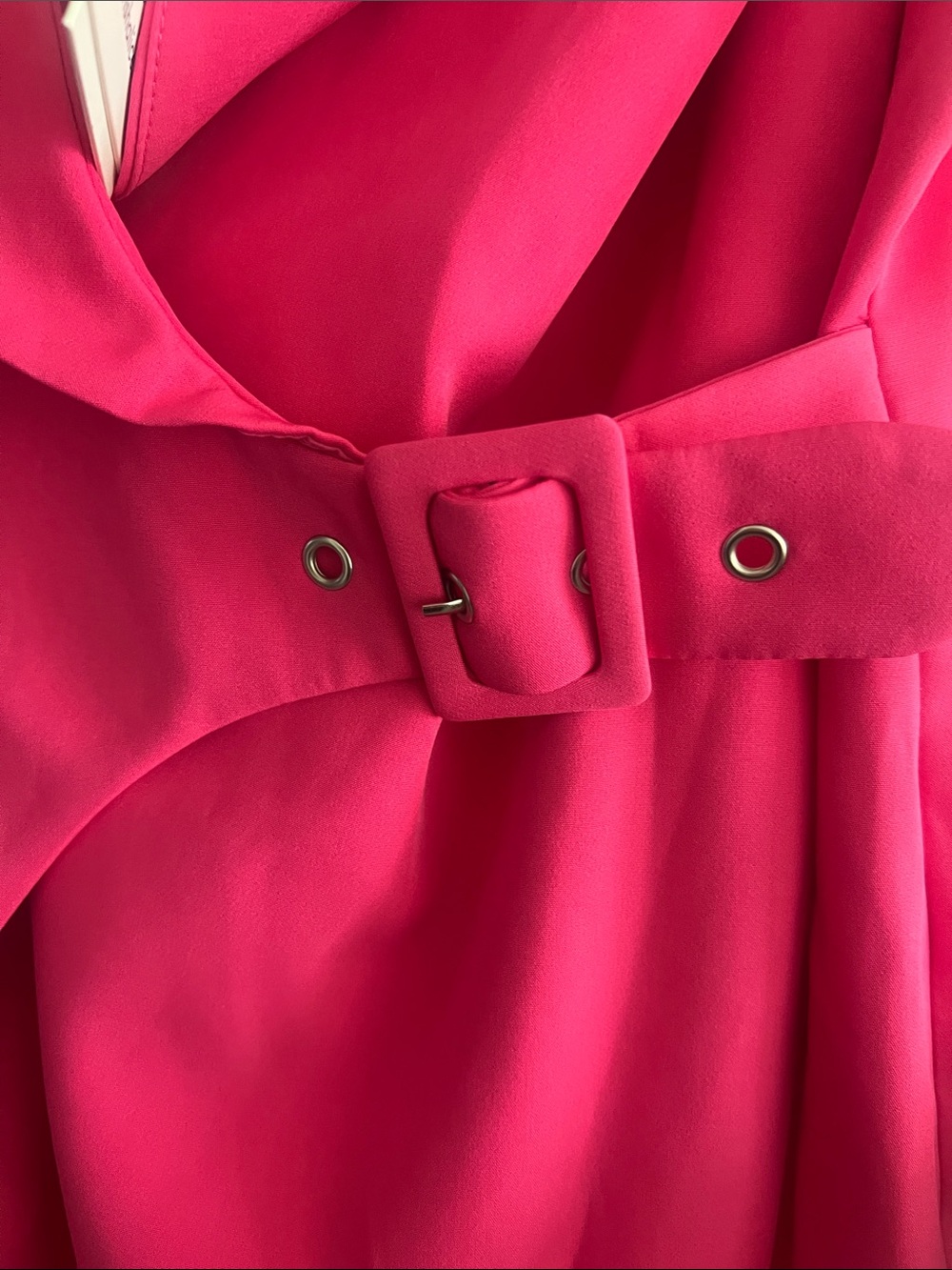 Lavish Alice Hot Pink One-Shoulder Draped Midi Dress with Belt - Picture 3 of 6
